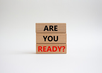 Wall Mural - Are you ready symbol. Concept word Are you ready on wooden blocks. Beautiful white background. Business and Are you ready concept. Copy space