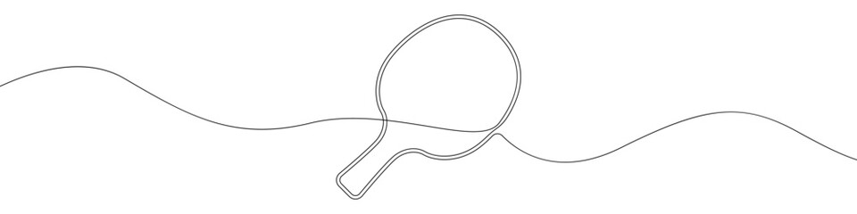 Poster - Tennis racket icon line continuous drawing vector. One line Tennis racket icon vector background. Tennis racket with ball icon. Continuous outline of a Tennis racket with ball icon. Linear design Tabl