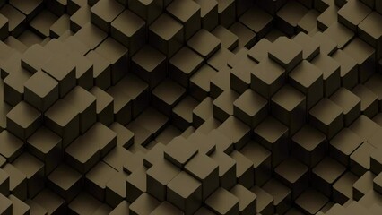 Poster - Columns of 3d cubes move in waves. Design. Wave oscillations of cubic 3d columns. 3D columns move in waves on surface of space