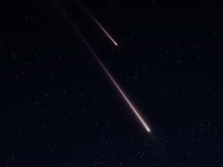 Wall Mural - bright fireballs in the night sky. a meteor flash illuminates the darkness. astrophotography of the 