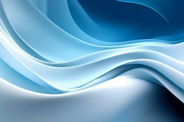 Poster - Blue Abstract Background with White Waves. Generative ai