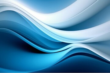 Poster - Blue Abstract Background with White Waves. Generative ai