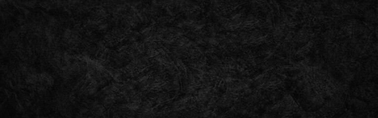 Poster - Abstract Black wall texture for pattern background. wide panorama picture. Black wall texture rough background dark concrete floor or old grunge background with black