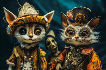 Naklejka na meble Marionnettes avec têtes d'animaux - Générative IA