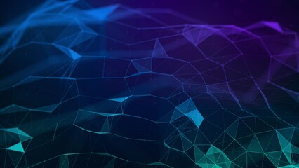 Wall Mural - abstract blue and purple gradient plexus background, future technology data graph concept