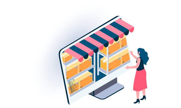 Retail Distribution Isometric Icons