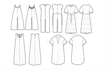 Wall Mural - Ladies Dress, Jumpsuit, Cheap Womens Casual Pants, Cheap Jumpsuits and Rompers Vector Template