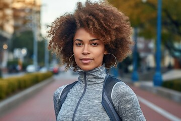 Wall Mural - Sports woman on a morning run. AI generated, human enhanced