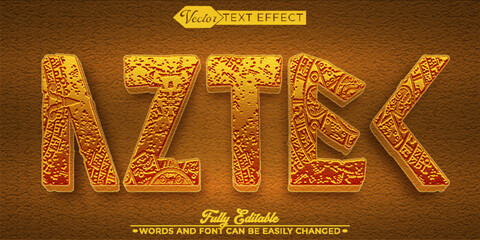 Wall Mural - Brown Historic Aztec Artifact Vector Editable Text Effect Template