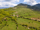 Fototapeta Góry - Aerial view of iskar gorge near village of Bov, Bulgaria