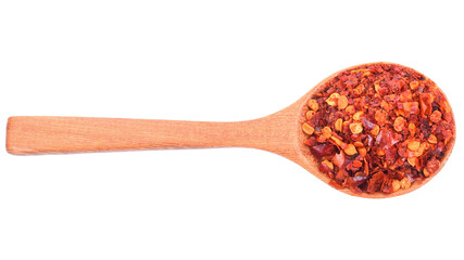 Paprika powder in the wooden spoon isolated transparent png