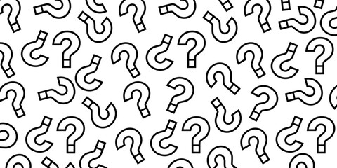 Black question marks on white background. Question mark pattern abstract vector background.