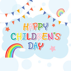 Typographic Happy children's day background. Kids party illustration background.