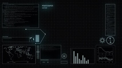 Poster - Data analytics, graphs and map with statistics, global network and technology abstract with cyber space. Code, programming and digital chart with IT, worldwide communication dashboard and information