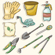 Set of Gardening Tools Cute Sticker Illustration