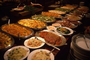 buffet food, dinner time