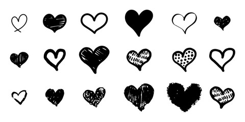 Leinwandbilder - Doodle sketch style of hearts icon vector illustration for concept design.