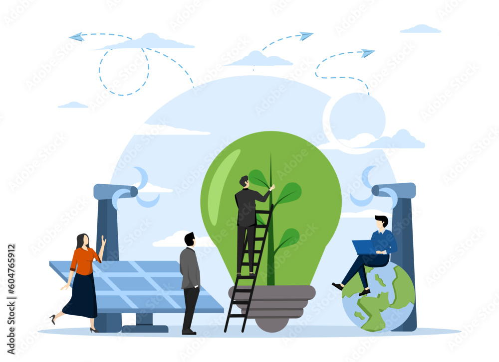 Green Clean Energy Concept, Showcasing a green lifestyle by using the ...