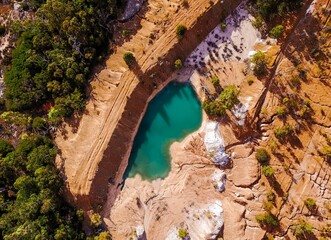 Wall Mural - Aerial view of Red Hill quarry, Western Australia