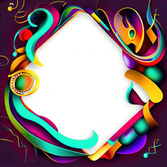 Abstract design of frame with Mardi Gras and Carnival with Generative AI.