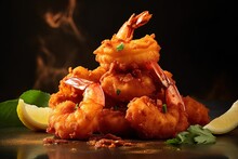 Closeup Of Shrimp Fritters Freshly Cooked Using Generative AI