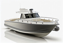 Luxury Boat On A White Background. 3d Rendering. Generative Ai