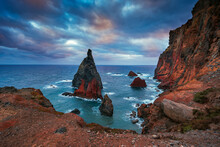 Miradouro De Sao Lourenco, Rocks And Cliffs In Madeira Island. Unique Travel Experiance