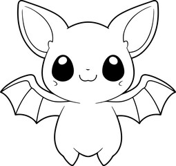 Wall Mural - Bat vector illustration. Black and white Halloween Bat coloring book or page for children