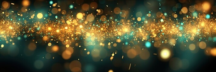 teal green and gold abstract glitter bokeh background. holiday texture confetti celebration wallpape