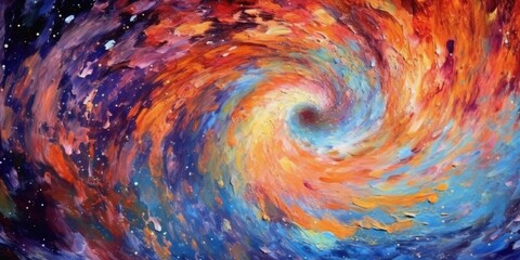 Wall Mural - abstract colorful vortex background. swirling cosmos galaxy universe. rainbow painting in space.