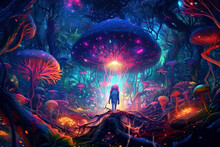 Futuristic Trippy Experience Acid Enchanted Forest.AI Generative