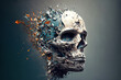 Cracked skull head. Headache concept. Stress concept. Generative AI