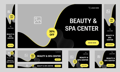 Wall Mural - Set of beauty and spa web banner template for social media posts, speacial offer banner, editable vector eps 10 file format