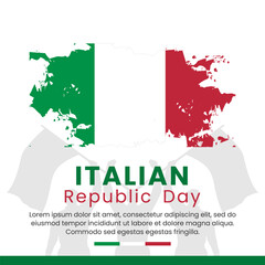 Wall Mural - Italian Republic Day, june 2 greeting card with silhouette of a man waving a flag