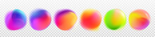 Abstract Circles With Color Rainbow Gradient Blur. Palette Of Round Vibrant Dots. Texture Of Radial Multicolor Spots Isolated On Transparent Background, Vector Realistic Illustration