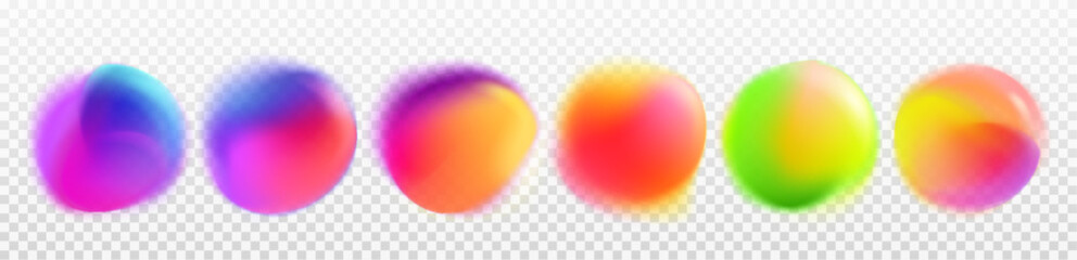 Poster - abstract circles with color rainbow gradient blur. palette of round vibrant dots. texture of radial 