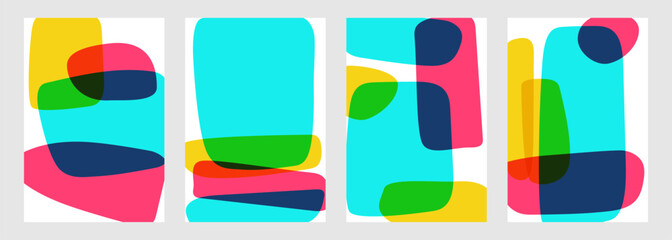 Poster - Abstract color backgrounds. Set of bright color geometric shapes. Hand drawn creative elements for graphic design. Vector illustration.