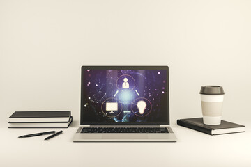 Aufkleber - Social network concept on modern laptop screen. 3D Rendering