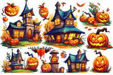 Halloween Clip Art Created With Generative AI Technology
