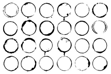 Fototapete - grunge circle frames set black brush stroke rounds sketch scribble circular elements