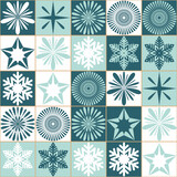 Fototapeta Kuchnia - Christmas decoration snowflake crystal snow patchwork square seamless pattern background for christmas party