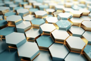 Aufkleber - Golden hexagon geometric. Generate Ai