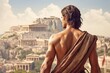 Greek man ancient city. Generate Ai