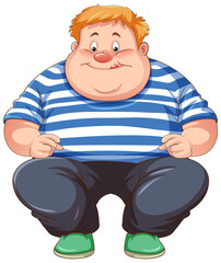 Wall Mural - Overweight man sitting isolated