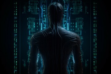 Poster - Hacker portrait cybercrime. Generate Ai