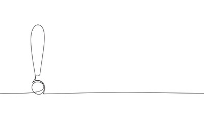 Fototapete - Exclamation point. One line continuous exclamation point. Line art, outline, single line silhouette. Hand drawn vector illustration. 