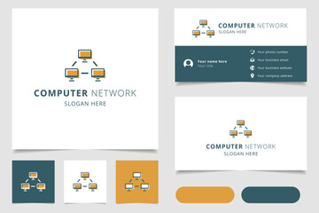 Computer network logo design with editable slogan. Branding book and business card template.