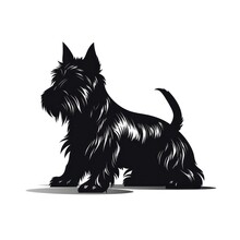 Figure Silhouette Of A Scottish Terrier On A White Background . Generative AI