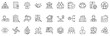 Set of line icons related to governance, management, gov. Outline icon collection. Editable stroke. Vector illustration