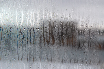 Wall Mural - misted window in cloudy weather.